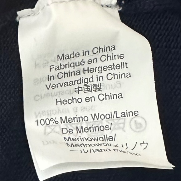 J Crew Cardigan Sweater Large 12 14 Merino Wool Navy Blue Piping Claire Preppy - Picture 4 of 4